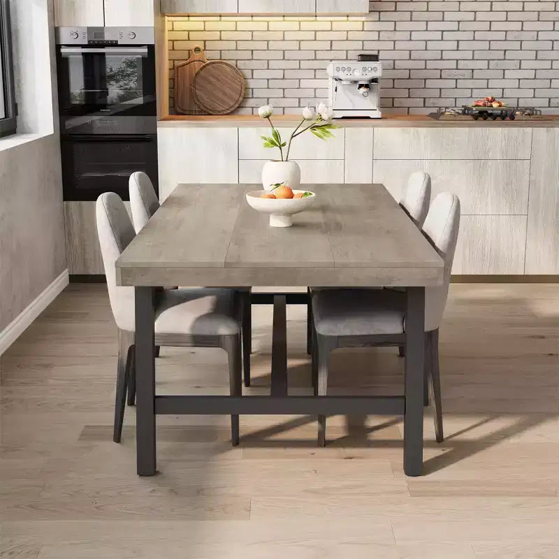 70.87 Large Rustic Wood Dining Table for 6, with Sturdy Black Metal Legs, Industrial Rectangle Patio Table for Kitchen, Dining Room
