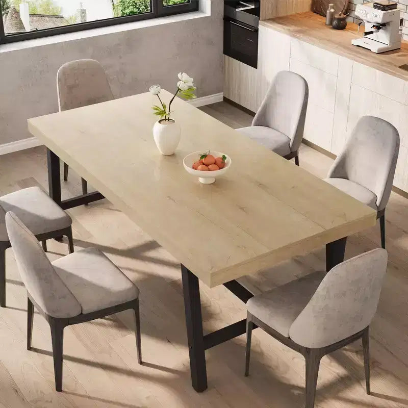 70.87 Large Rustic Wood Dining Table for 6, with Sturdy Black Metal Legs, Industrial Rectangle Patio Table for Kitchen, Dining Room