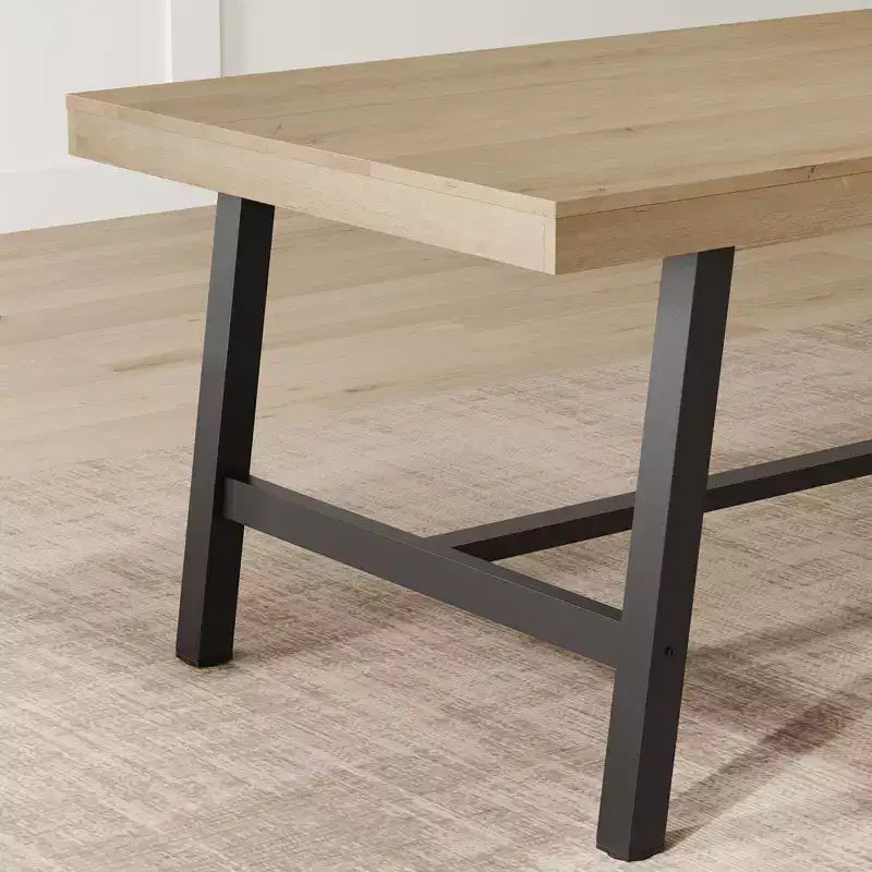 70.87 Large Rustic Wood Dining Table for 6, with Sturdy Black Metal Legs, Industrial Rectangle Patio Table for Kitchen, Dining Room