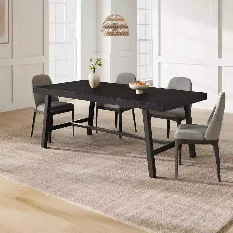 70.87 Large Rustic Wood Dining Table for 6, with Sturdy Black Metal Legs, Industrial Rectangle Patio Table for Kitchen, Dining Room