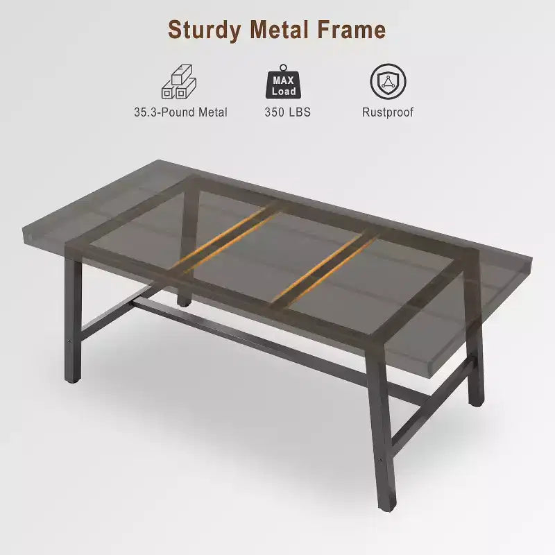 70.87 Large Rustic Wood Dining Table for 6, with Sturdy Black Metal Legs, Industrial Rectangle Patio Table for Kitchen, Dining Room
