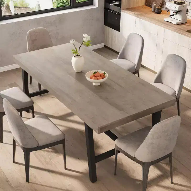 70.87 Large Rustic Wood Dining Table for 6, with Sturdy Black Metal Legs, Industrial Rectangle Patio Table for Kitchen, Dining Room