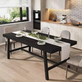 70.87 Large Rustic Wood Dining Table for 6, with Sturdy Black Metal Legs, Industrial Rectangle Patio Table for Kitchen, Dining Room