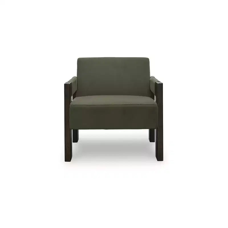 Signature Design by Accent Chair in Olive Green Velvet and Espresso Finish Wood Frame