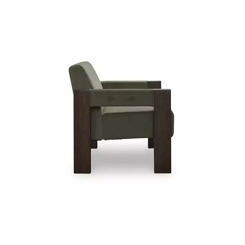 Signature Design by Accent Chair in Olive Green Velvet and Espresso Finish Wood Frame