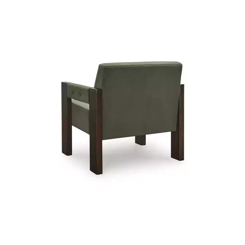 Signature Design by Accent Chair in Olive Green Velvet and Espresso Finish Wood Frame