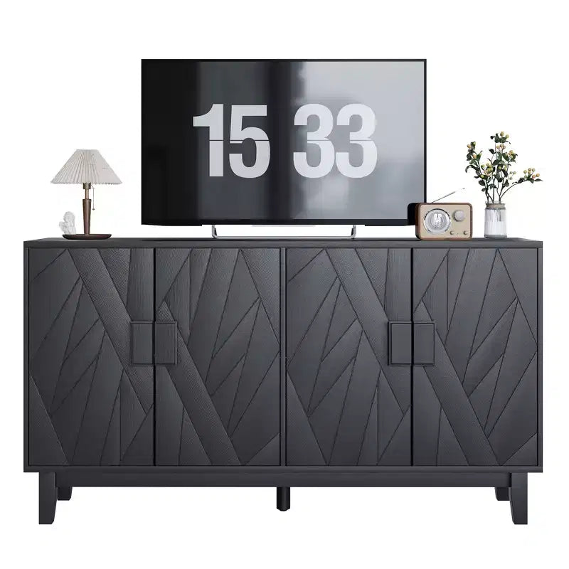 CLIHOME Modern Style Buffet Cabinet, Storage Side Cabinet Buffet Cabinet, Medieval Modern Multifunctional Decorative Cabinet, Black