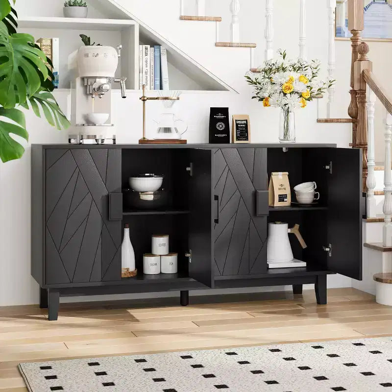 Modern Style Buffet Cabinet, Storage Side Cabinet Buffet Cabinet, Medieval Modern Multifunctional Decorative Cabinet, Black