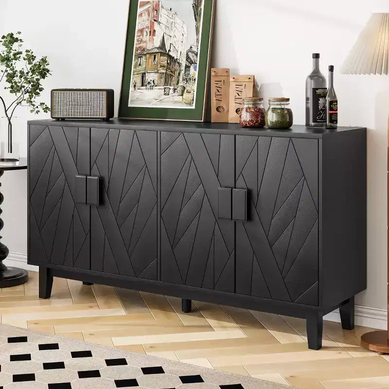 Modern Style Buffet Cabinet, Storage Side Cabinet Buffet Cabinet, Medieval Modern Multifunctional Decorative Cabinet, Black