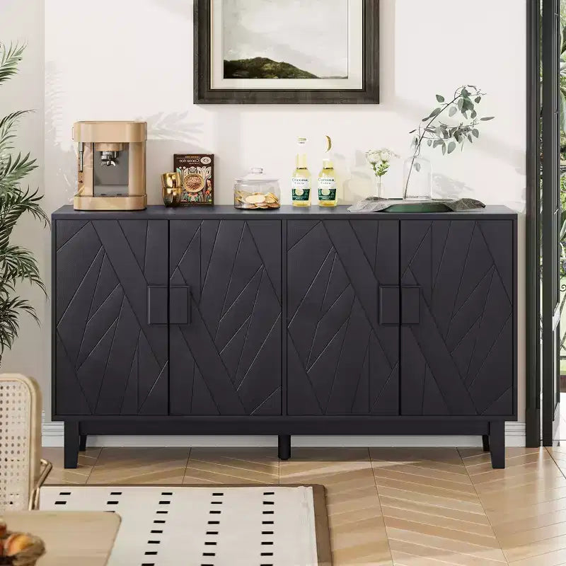 Modern Style Buffet Cabinet, Storage Side Cabinet Buffet Cabinet, Medieval Modern Multifunctional Decorative Cabinet, Black