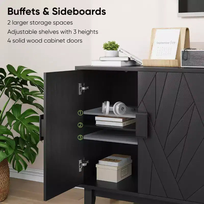 Modern Style Buffet Cabinet, Storage Side Cabinet Buffet Cabinet, Medieval Modern Multifunctional Decorative Cabinet, Black