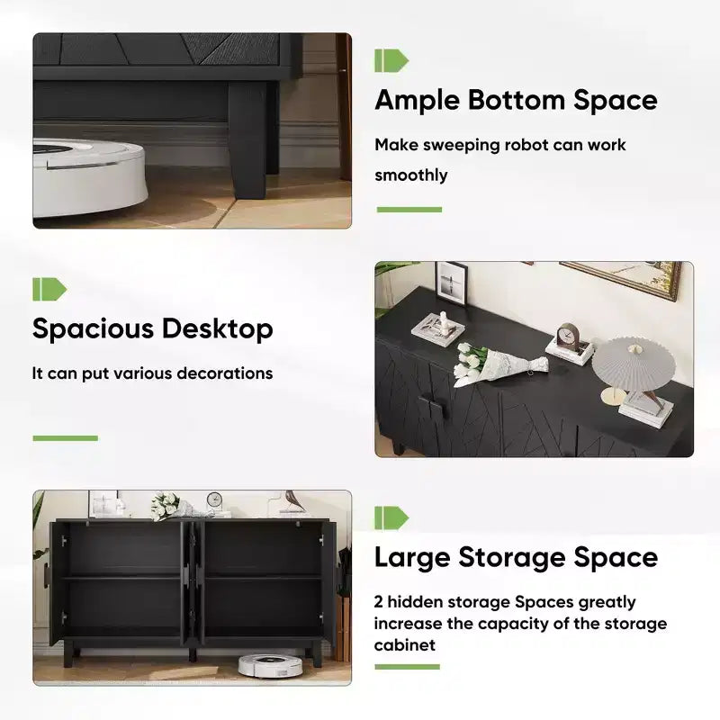 Modern Style Buffet Cabinet, Storage Side Cabinet Buffet Cabinet, Medieval Modern Multifunctional Decorative Cabinet, Black