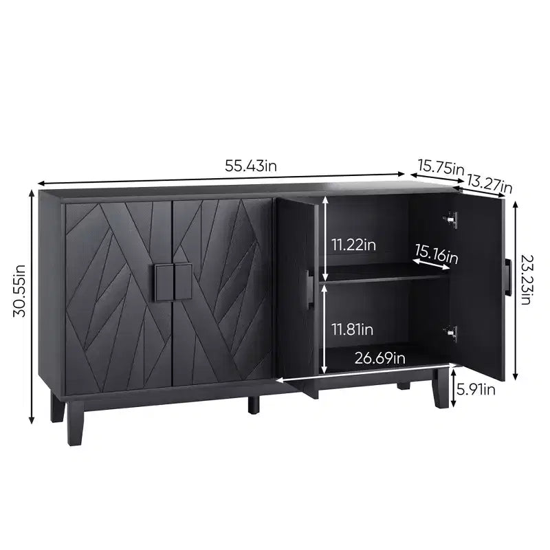 Modern Style Buffet Cabinet, Storage Side Cabinet Buffet Cabinet, Medieval Modern Multifunctional Decorative Cabinet, Black