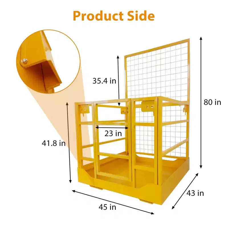 Forklift Safety Cage, 43x45 Inches Heavy Duty Man Basket with Harness - 1300LBS Load for 2 People