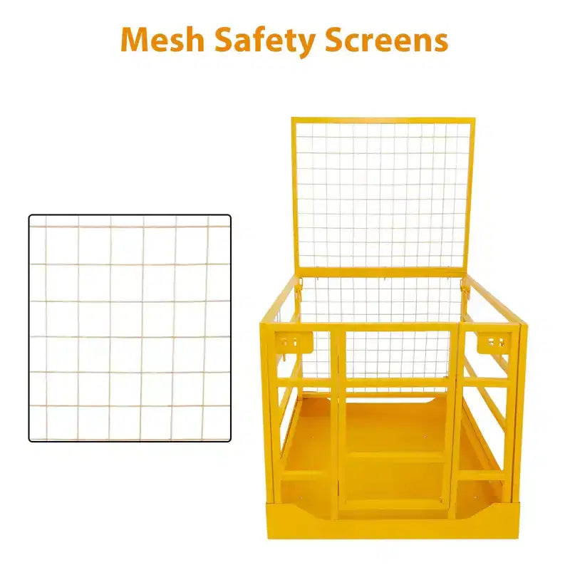 Forklift Safety Cage, 43x45 Inches Heavy Duty Man Basket with Harness - 1300LBS Load for 2 People