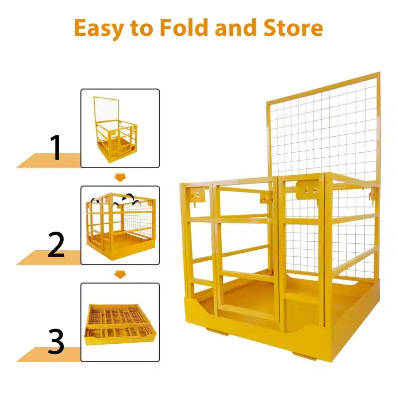 Forklift Safety Cage, 43x45 Inches Heavy Duty Man Basket with Harness - 1300LBS Load for 2 People