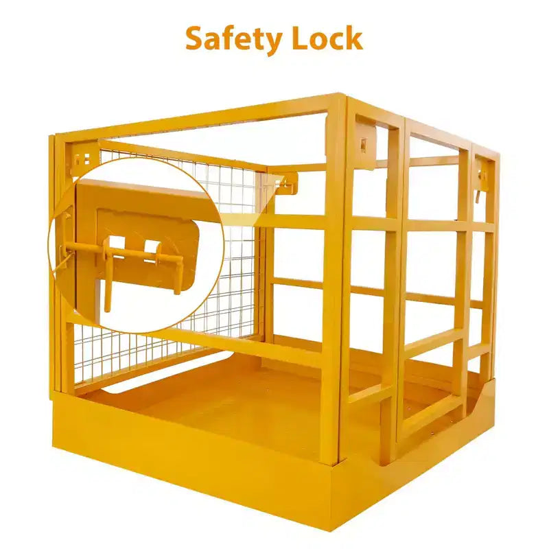 Forklift Safety Cage, 43x45 Inches Heavy Duty Man Basket with Harness - 1300LBS Load for 2 People