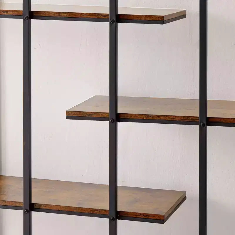Round 5-Tier Metal Plant Stand Bookcase Storage Rack, Indoor Living Room Terrace Garden Balcony Display Stand. Rustic Brown,