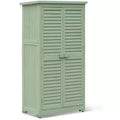 63 Inch Weatherproof Outdoor Storage Shed,with Removable Shelves, Locks,Double Shuttered Doors,Tall Wooden Garden Tool Shed with Floor for Patio,Yard