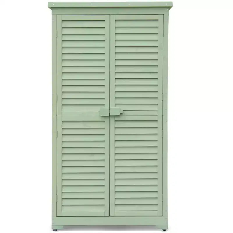 63 Inch Weatherproof Outdoor Storage Shed,with Removable Shelves, Locks,Double Shuttered Doors,Tall Wooden Garden Tool Shed with Floor for Patio,Yard