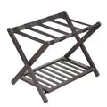 Folding Bamboo Luggage Rack with 2-Tier Shelf  Premium Suitcase Stand Holds Up to 150 Lb for Bedrooms & Hotels