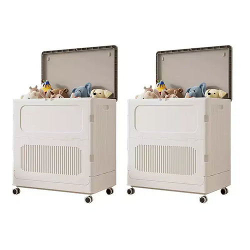 2 Pack Large Rolling Laundry Hamper with Lid, 123L Collapsible Plastic Clothes Basket with Wheels, No-Install Organizer for Home Laundry Room