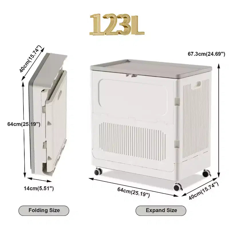 2 Pack Large Rolling Laundry Hamper with Lid, 123L Collapsible Plastic Clothes Basket with Wheels, No-Install Organizer for Home Laundry Room