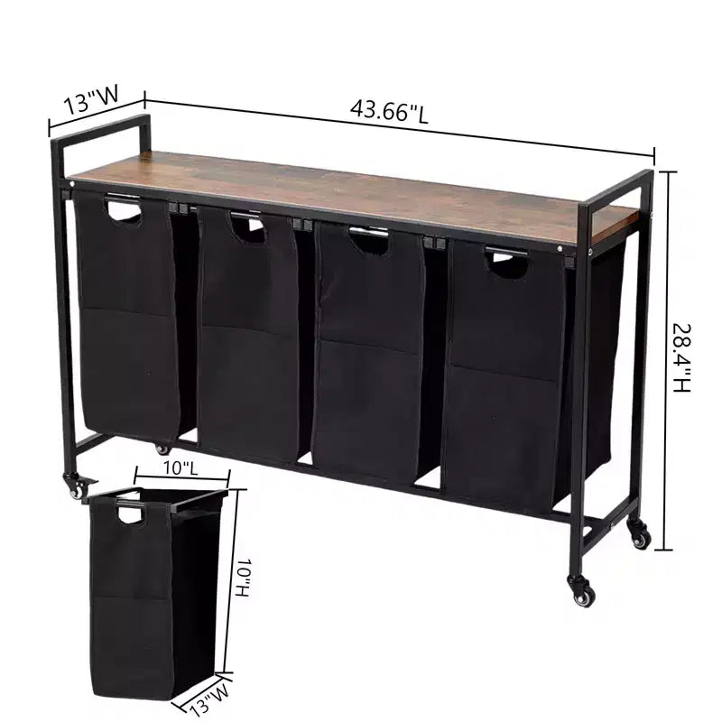 Large Capacity Laundry Hamper with Adjustable Shelf  2/3/4 Removable Pull-Out Oxford Baskets  Divided Laundry Sorter for Bathroom, Bedroom, Dorm