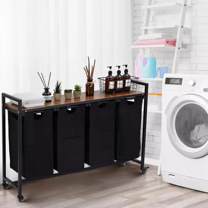 Large Capacity Laundry Hamper with Adjustable Shelf  2/3/4 Removable Pull-Out Oxford Baskets  Divided Laundry Sorter for Bathroom, Bedroom, Dorm