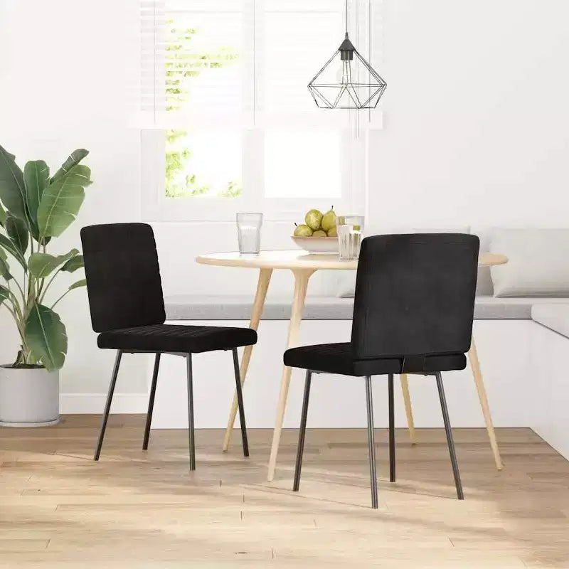 XL Dining Chair Set of 4 Black Velvet (100% polyester), plywood, metal