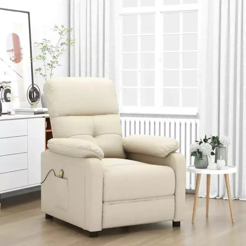 Fauteuil de massage XL en tissu marron, bois, métal, grand