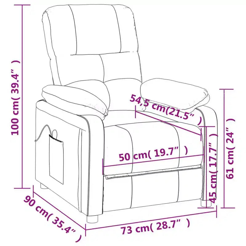 Fauteuil de massage XL en tissu marron, bois, métal, grand