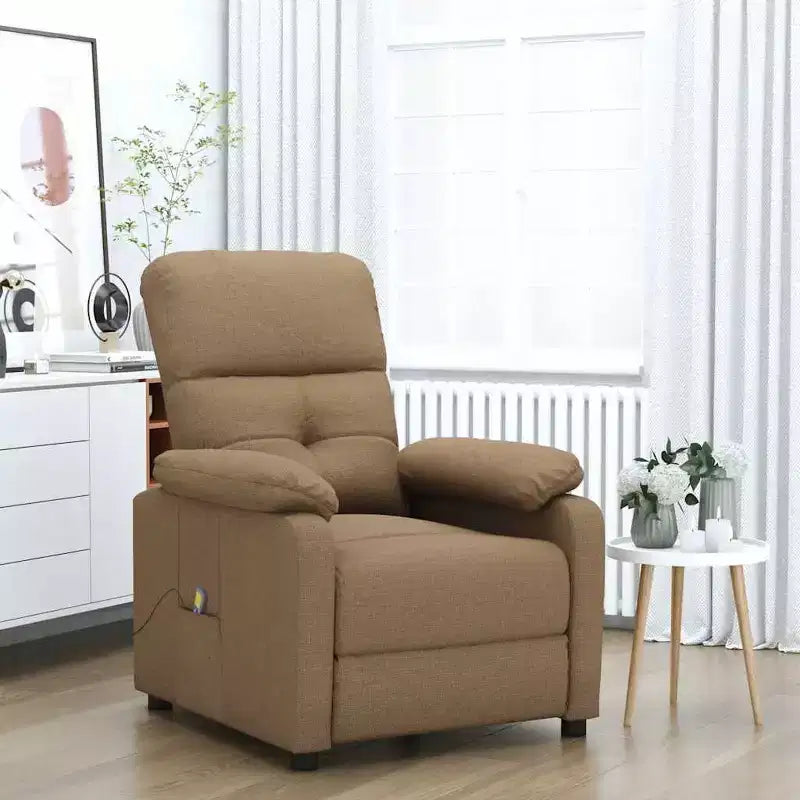 XL Massage Chair Brown Fabric, Wood, Metal Large