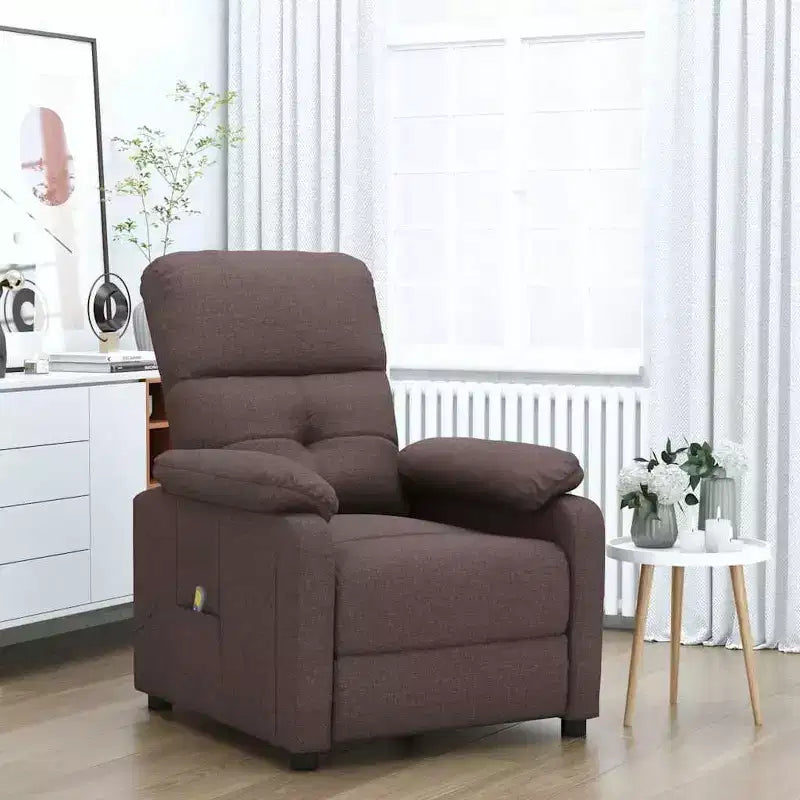 Fauteuil de massage XL en tissu marron, bois, métal, grand