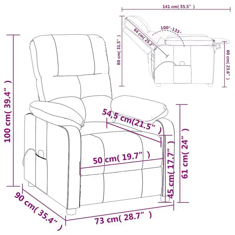 XL Massage Chair Brown Fabric, Wood, Metal Large
