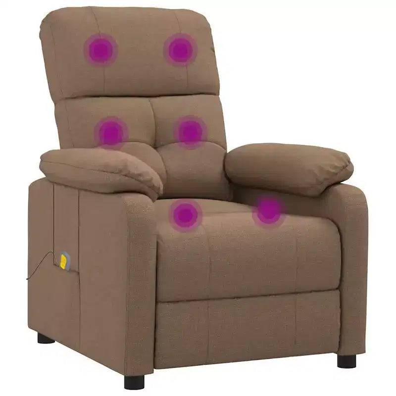 Fauteuil de massage XL en tissu marron, bois, métal, grand