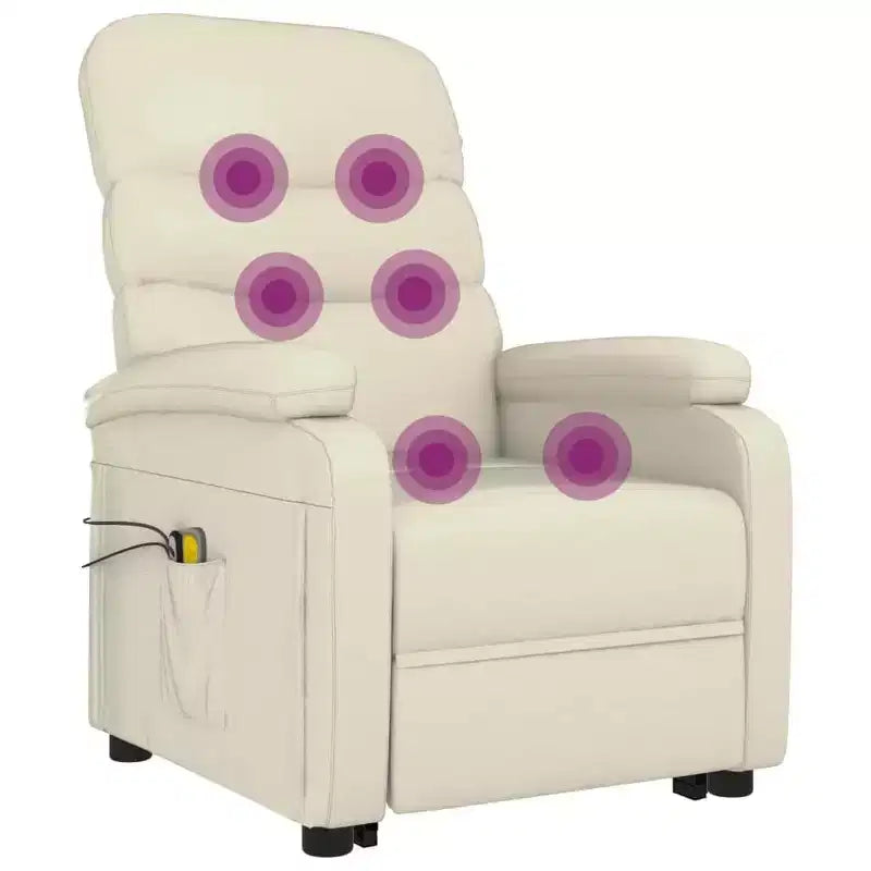 Fauteuil de massage inclinable XL en similicuir blanc crème