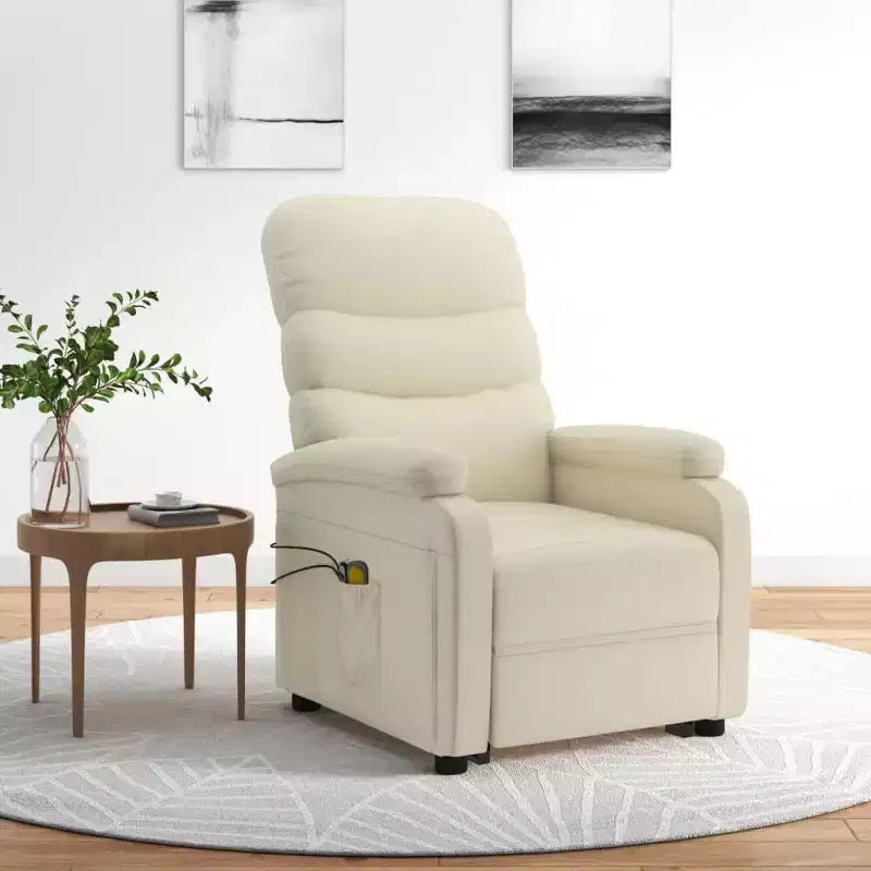 Fauteuil de massage inclinable XL en similicuir blanc crème