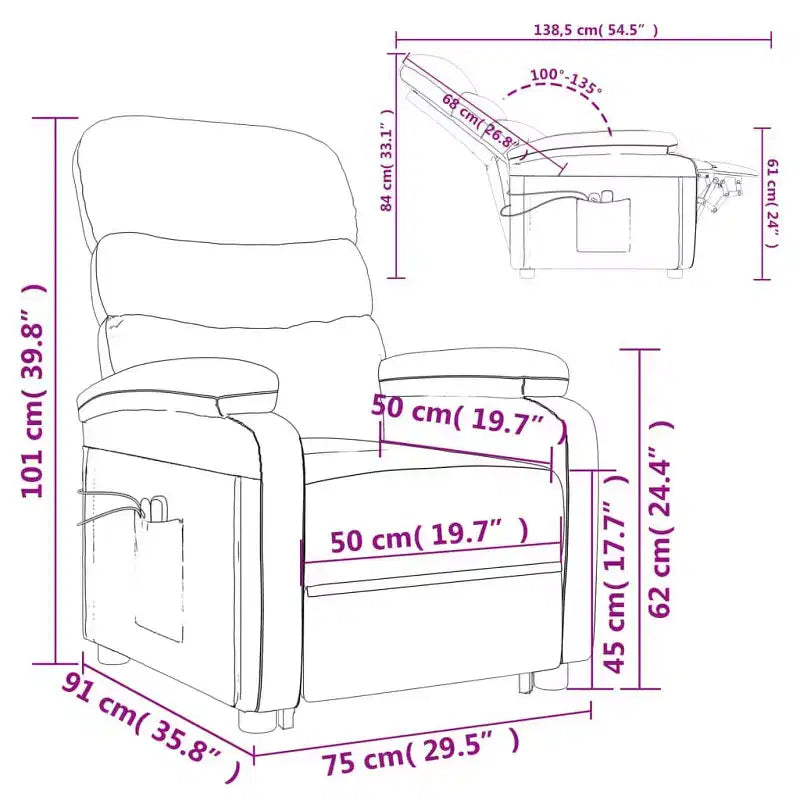 XL Stand up Massage Chair Cream White Faux Leather