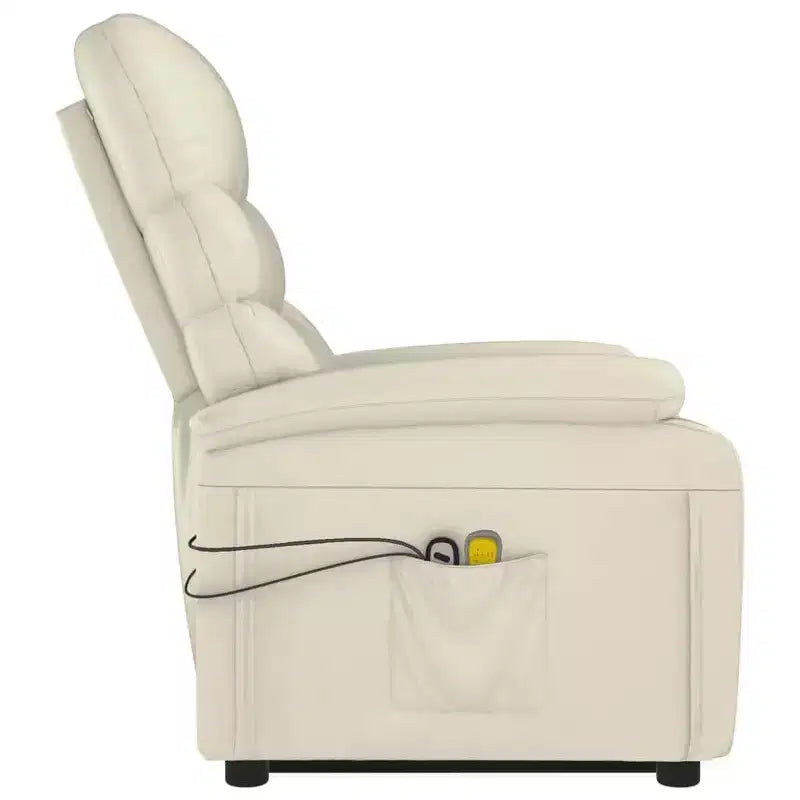 XL Stand up Massage Chair Cream White Faux Leather