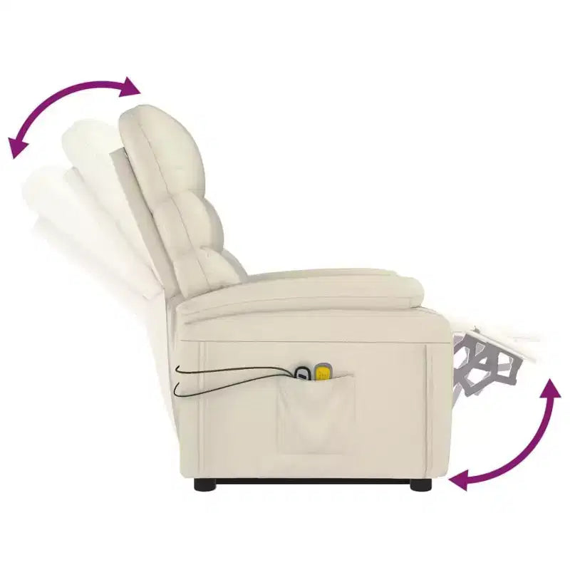 Fauteuil de massage inclinable XL en similicuir blanc crème