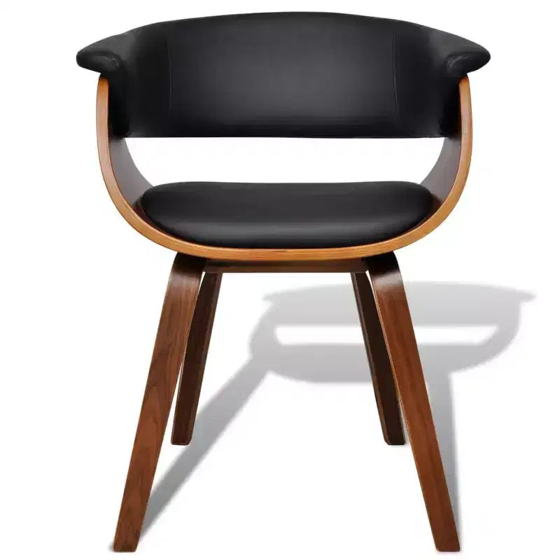 XL Dining Chair Black and brown Faux leather and wood Standard