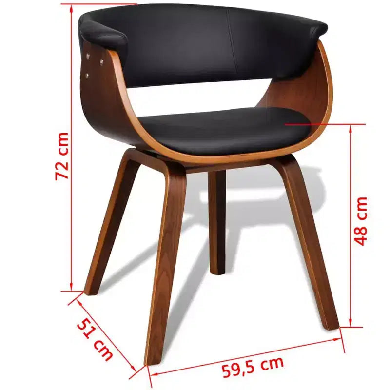 XL Dining Chair Black and brown Faux leather and wood Standard