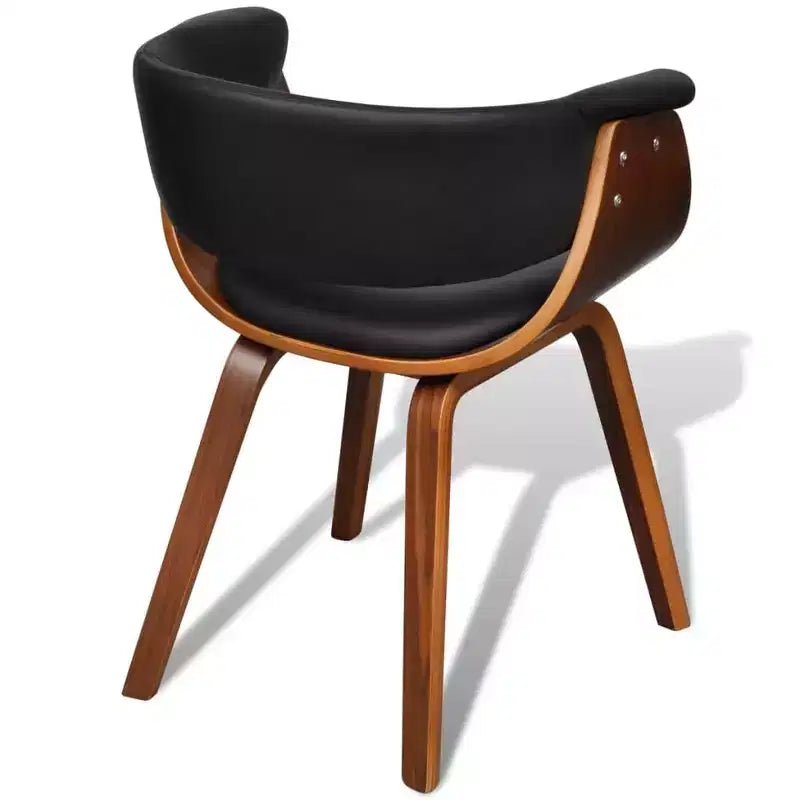 XL Dining Chair Black and brown Faux leather and wood Standard
