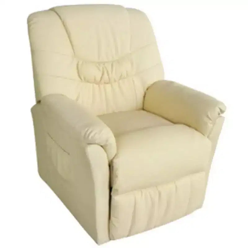 Fauteuil de massage XL en similicuir crème avec repose-pieds réglables standard