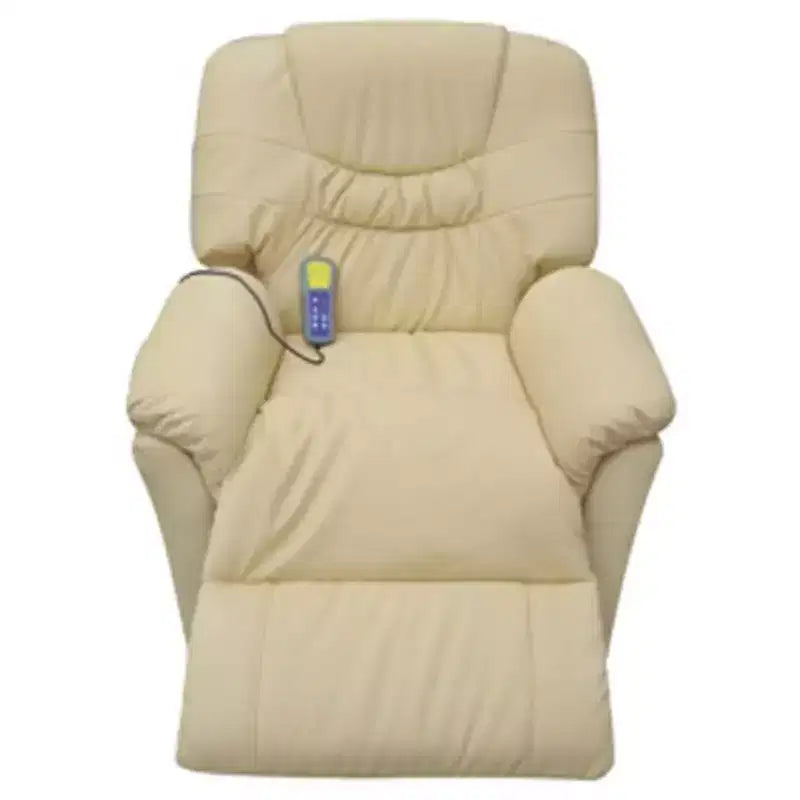 XL Massage Chair Cream Faux Leather Standard Adjustable Footrests
