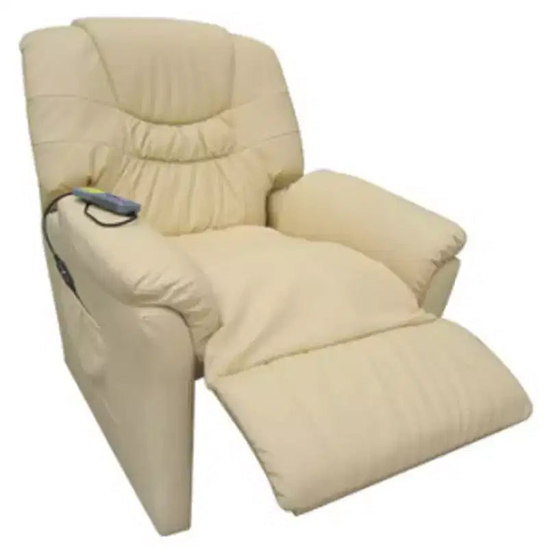 XL Massage Chair Cream Faux Leather Standard Adjustable Footrests