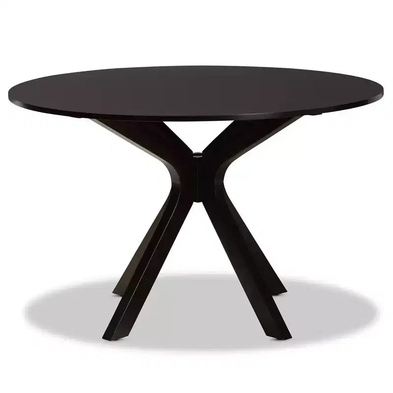 48" Kenji Wide Round Wood Dining Table Dark Brown - Baxton Studio