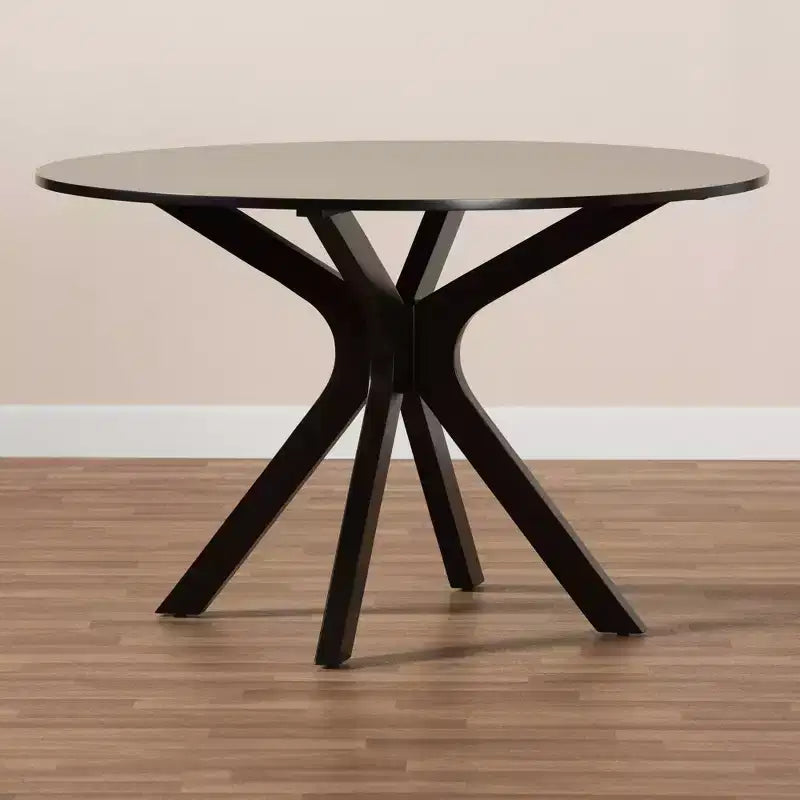 48" Kenji Wide Round Wood Dining Table Dark Brown - Baxton Studio