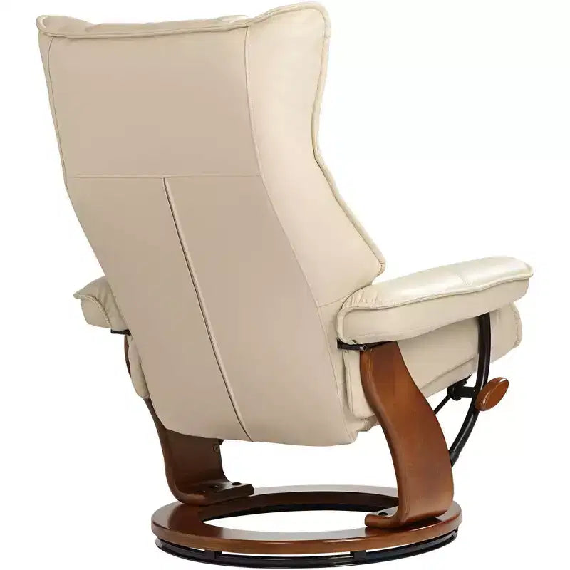 Stucco Swivel Ottoman Faux Leather Recliner Chair Modern Armchair Ergonomic Push Manual Reclining Bedroom Living Room